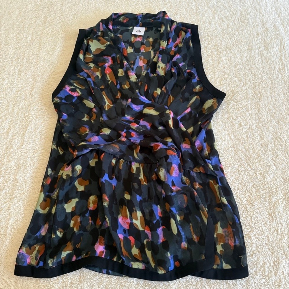 CAbi Black Multicolor Sleeveless Blouse